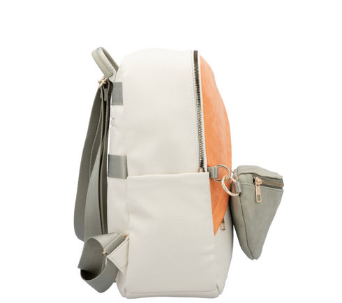 Rucsac causal, dama, REMONTE Q0533-60 crem, piele ecologica